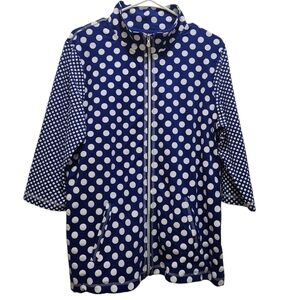 Onque Casual Zip-Up Blue with White Polka Dot Jacket Size L